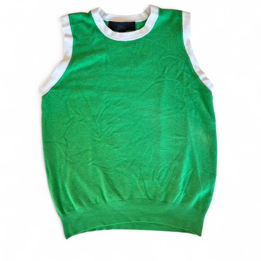 minimal preppy academia nwt Zara Green tank